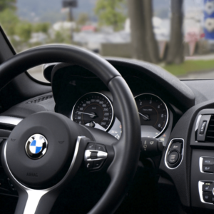 BMW Car interior while parked at Diani Beach Vehicle Rentals for a car Wash