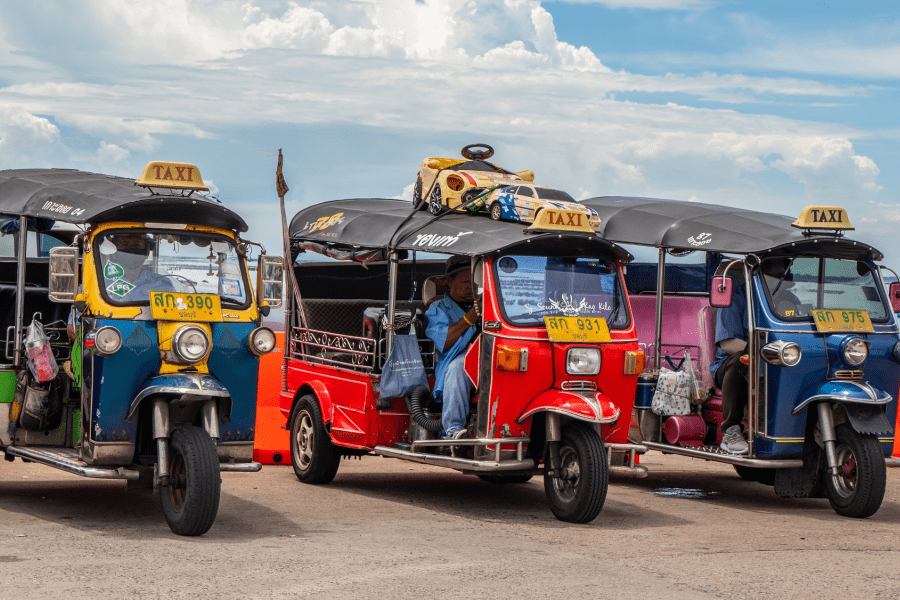 Three Wheeled Taxi popularly known as a Tuk Tuk